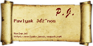 Pavlyak János névjegykártya